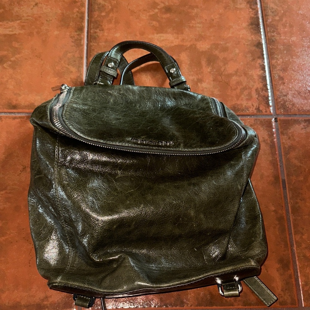 Michale Kors Olive Green Leather Backpack